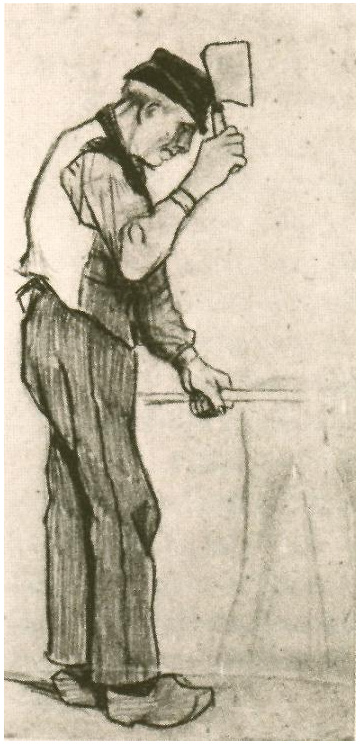 Vincent van Gogh Campesino con un cuchillo de cocina Drawing Vincent van Gogh's Campesino con un cuchillo de cocina Drawing