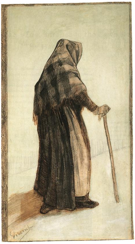 Vincent van Gogh Vieja con un chal y un bastón Drawing Vincent van Gogh's Vieja con un chal y un bastón Drawing