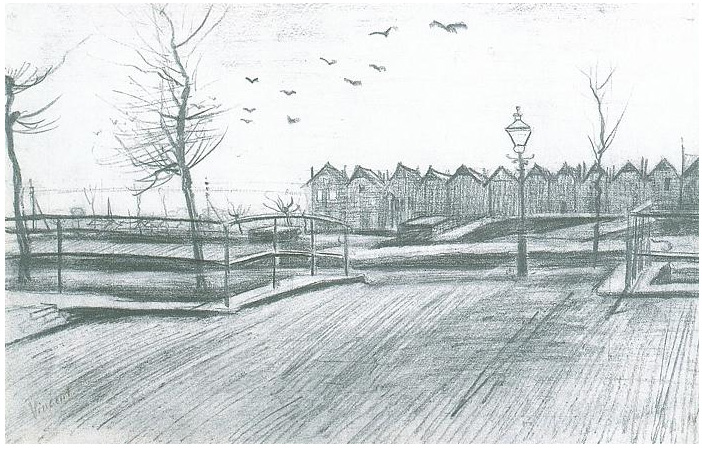 Vincent van Gogh's Bridge near the Schenkweg Drawing