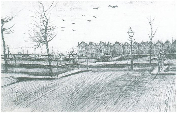 Vincent van Gogh Puente cerca de Schenkweg Drawing Vincent van Gogh's Puente cerca de Schenkweg Drawing