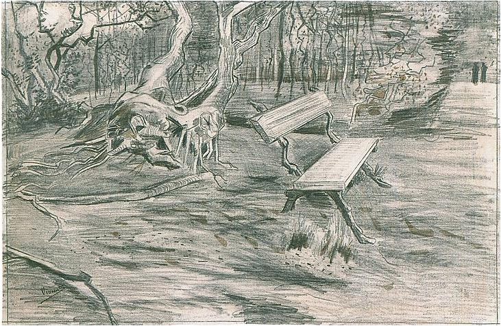 Vincent van Gogh Banco en un bosque Drawing Vincent van Gogh's Banco en un bosque Drawing