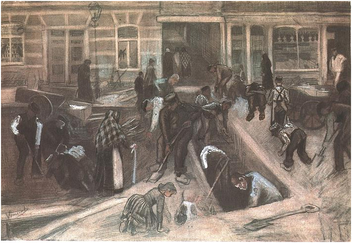 Vincent van Gogh Carretera rota de pedazos con cavadores Drawing Vincent van Gogh's Carretera rota de pedazos con cavadores Drawing