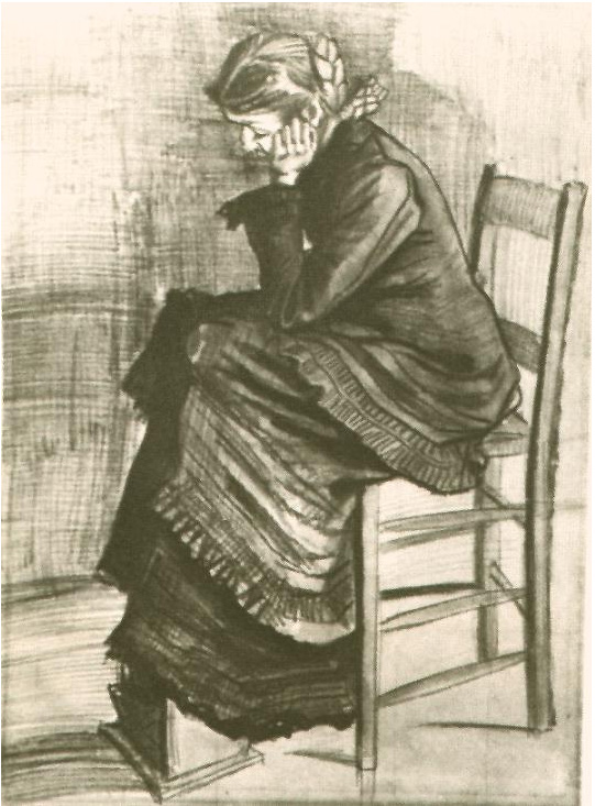 Vincent van Gogh Figura doblada de una mujer Drawing Vincent van Gogh's Figura doblada de una mujer Drawing