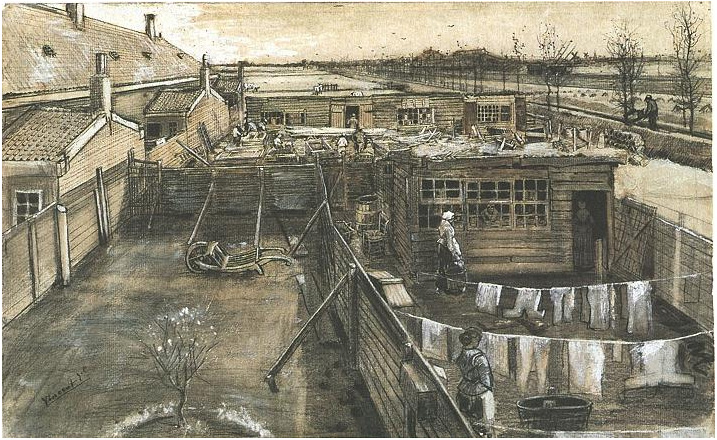 Vincent van Gogh Patio y lavandería de carpintero Drawing Vincent van Gogh's Patio y lavandería de carpintero Drawing