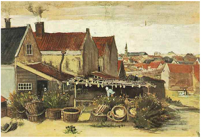 Vincent van Gogh Granero de sequía de los pescados Watercolor Vincent van Gogh's Granero de sequía de los pescados Watercolor