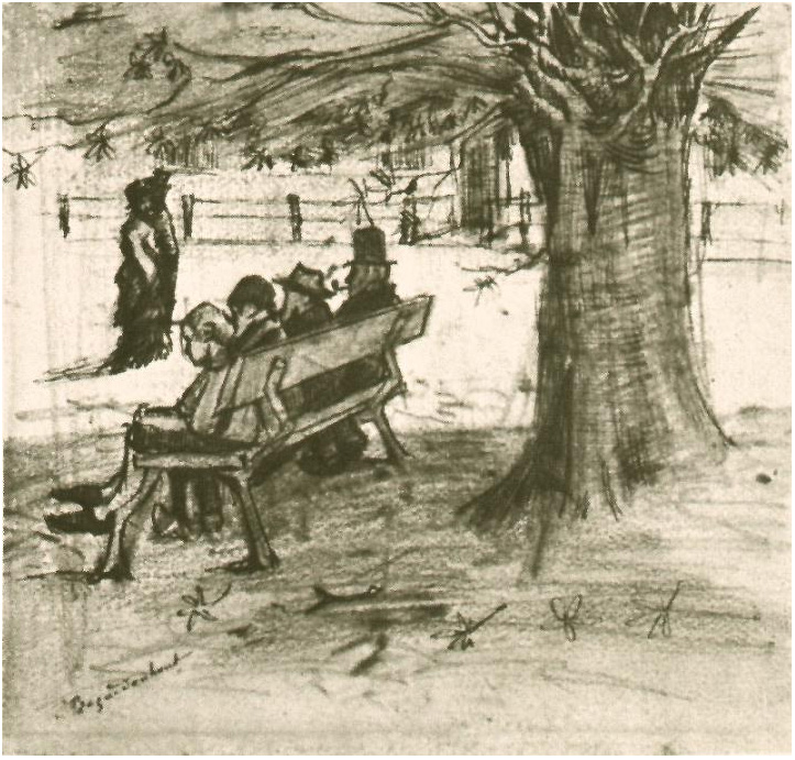 Vincent van Gogh Banco con cuatro personas Drawing Vincent van Gogh's Banco con cuatro personas Drawing
