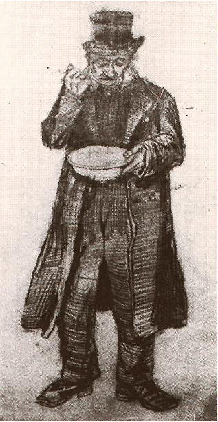 Vincent van Gogh Hombre huérfano con galera, comiendo de un plato Drawing Vincent van Gogh's Hombre huérfano con galera, comiendo de un plato Drawing