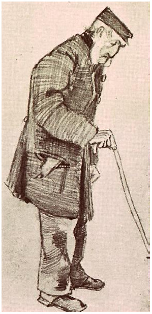 Vincent van Gogh Hombre huérfano con gorra y bastón Drawing Vincent van Gogh's Hombre huérfano con gorra y bastón Drawing