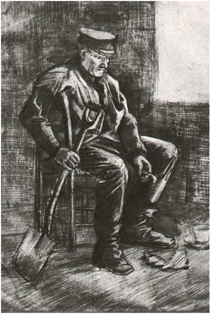 Vincent van Gogh Trabajador con espada, sentado cerca de la ventana Drawing Vincent van Gogh's Trabajador con espada, sentado cerca de la ventana Drawing