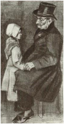 Vincent van Gogh Hombre huérfano, sentado con una chica Drawing Vincent van Gogh's Hombre huérfano, sentado con una chica Drawing