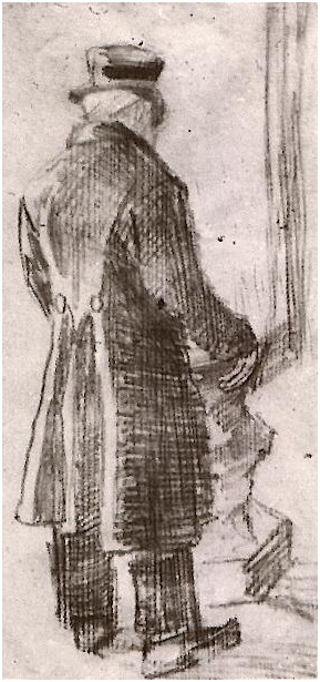 Vincent van Gogh Hombre huérfano con galera, de pie cerca de la estufa, visto desde atrás Drawing Vincent van Gogh's Hombre huérfano con galera, de pie cerca de la estufa, visto desde atrás Drawing