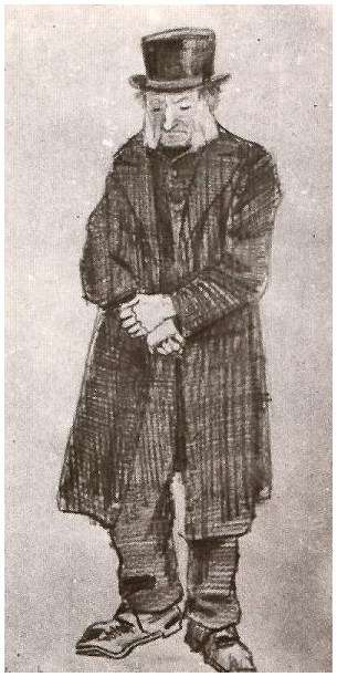 Vincent van Gogh Hombre huérfano con galera y manos cruzadas Drawing Vincent van Gogh's Hombre huérfano con galera y manos cruzadas Drawing