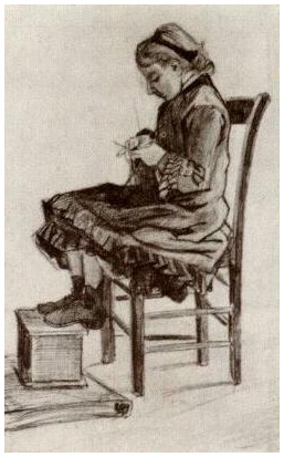 Vincent van Gogh Niña sentada, tejiendo Drawing Vincent van Gogh's Niña sentada, tejiendo Drawing
