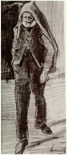 Vincent van Gogh Orphan Man with Pickax on his Shoulder Drawing Vincent van Gogh's Orphan Man with Pickax on his Shoulder Drawing