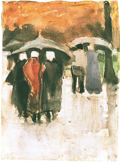 Vincent van Gogh Mujeres de Scheveningen y otras personas bajo los paraguas Watercolor Vincent van Gogh's Mujeres de Scheveningen y otras personas bajo los paraguas Watercolor