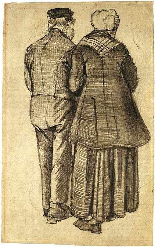 Vincent van Gogh Hombre y mujer vistos desde atrás Drawing Vincent van Gogh's Hombre y mujer vistos desde atrás Drawing