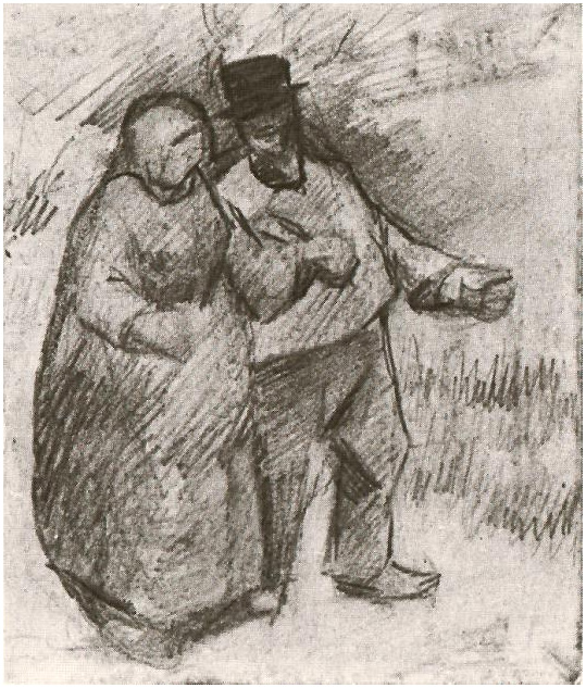 Vincent van Gogh Pareja caminando Drawing Vincent van Gogh's Pareja caminando Drawing