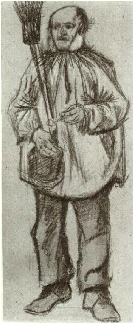 Vincent van Gogh Hombre huérfano, llevando una blusa, con escoba y pipa Drawing Vincent van Gogh's Hombre huérfano, llevando una blusa, con escoba y pipa Drawing