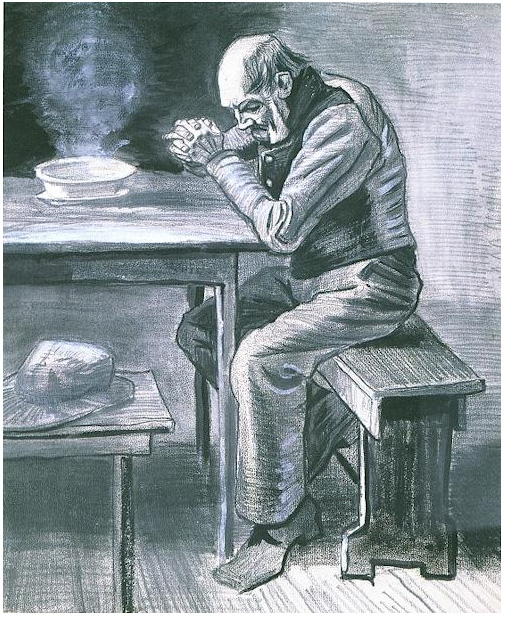 Vincent van Gogh Oración antes de la comida Drawing Vincent van Gogh's Oración antes de la comida Drawing