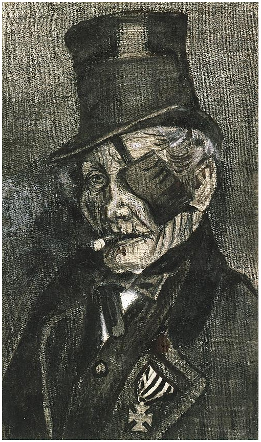 Vincent van Gogh Hombre huérfano en vestido de domingo con venda de ojo, Cabeza Drawing Vincent van Gogh's Hombre huérfano en vestido de domingo con venda de ojo, Cabeza Drawing