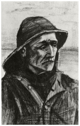 Vincent van Gogh Pescador con sueste, cabeza Drawing Vincent van Gogh's Pescador con sueste, cabeza Drawing