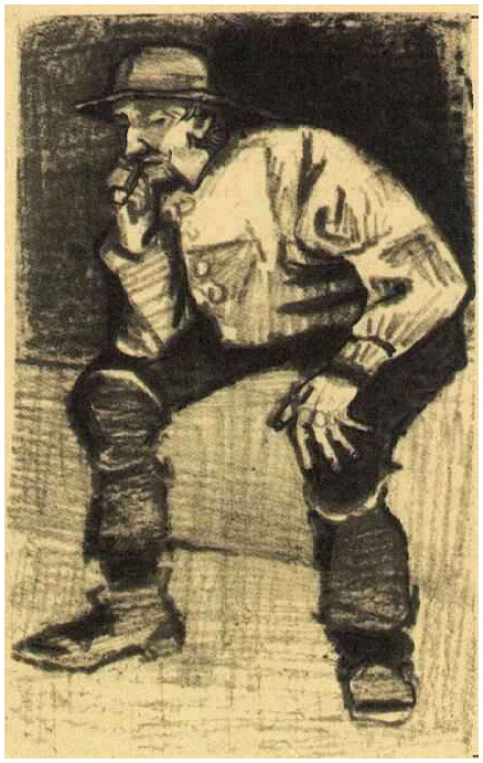 Vincent van Gogh Pescador con sueste, sentado con pipa Drawing Vincent van Gogh's Pescador con sueste, sentado con pipa Drawing