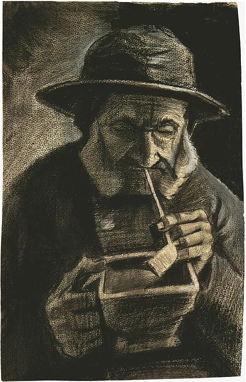 Vincent van Gogh Pescador con sueste, pipa y sartén con carbón Drawing Vincent van Gogh's Pescador con sueste, pipa y sartén con carbón Drawing