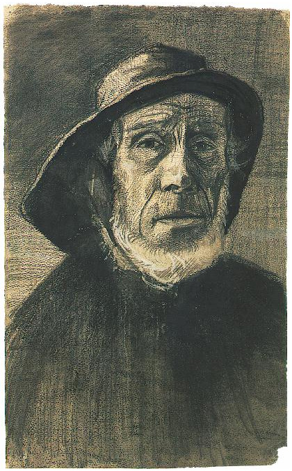 Vincent van Gogh Cabeza de un pescador con una franja de la barba y un Sou'wester Drawing Vincent van Gogh's Cabeza de un pescador con una franja de la barba y un Sou'wester Drawing