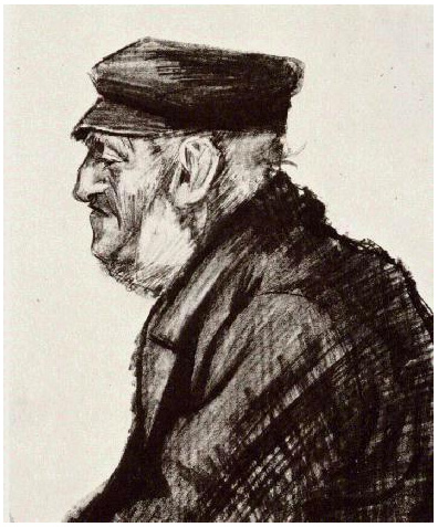 Vincent van Gogh Hombre huérfano con gorra, Cabeza Drawing Vincent van Gogh's Hombre huérfano con gorra, Cabeza Drawing