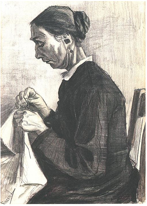 Vincent van Gogh Sien, Cosiendo, Media figura Drawing Vincent van Gogh's Sien, Cosiendo, Media figura Drawing