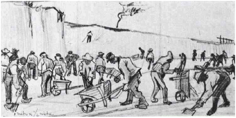 Vincent van Gogh Sand Diggers in Dekkersduin near The Hague Drawing Vincent van Gogh's Sand Diggers in Dekkersduin near The Hague Drawing