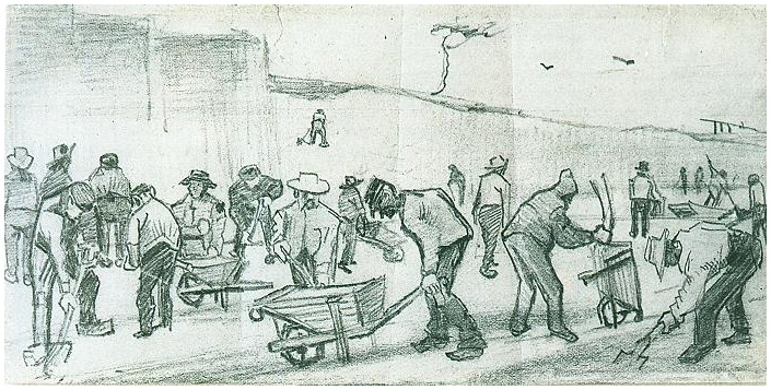 Vincent van Gogh Cavadores de arena en Dekkersduin cerca de La Haya Drawing Vincent van Gogh's Cavadores de arena en Dekkersduin cerca de La Haya Drawing