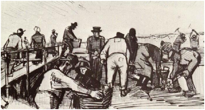 Vincent van Gogh Excavadores de turba en las dunas Drawing Vincent van Gogh's Excavadores de turba en las dunas Drawing