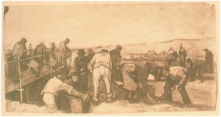 Vincent van Gogh Excavadores de turba en las dunas Drawing Vincent van Gogh's Excavadores de turba en las dunas Drawing