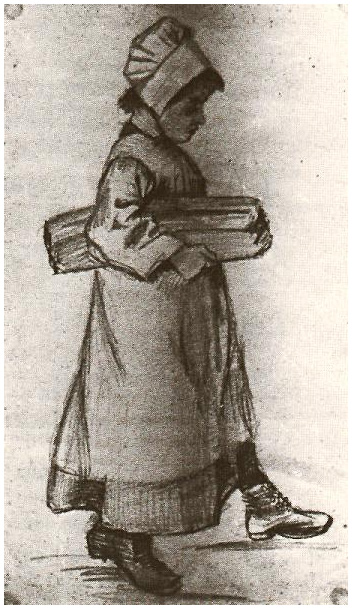 Vincent van Gogh Muchacha llevando una pieza de pan Drawing Vincent van Gogh's Muchacha llevando una pieza de pan Drawing
