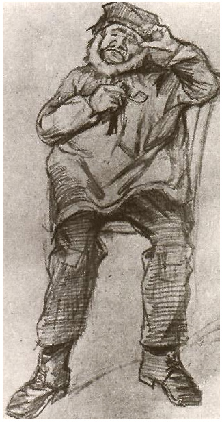 Vincent van Gogh Hombre huérfano, llevando una blusa, sentado con pipa Drawing Vincent van Gogh's Hombre huérfano, llevando una blusa, sentado con pipa Drawing