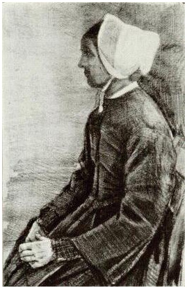 Vincent van Gogh Mujer con gorro blanco, de media longitud Drawing Vincent van Gogh's Mujer con gorro blanco, de media longitud Drawing