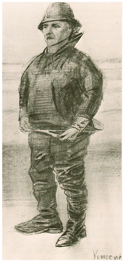 Vincent van Gogh Pescador en chaqueta con cuello volteado Drawing Vincent van Gogh's Pescador en chaqueta con cuello volteado Drawing