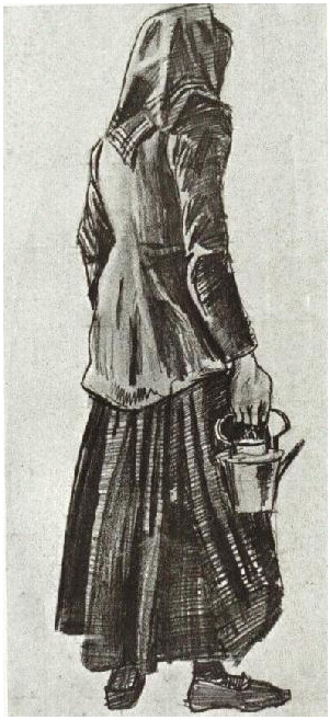 Vincent van Gogh Mujer con hervidor de agua, vista desde atrás Drawing Vincent van Gogh's Mujer con hervidor de agua, vista desde atrás Drawing