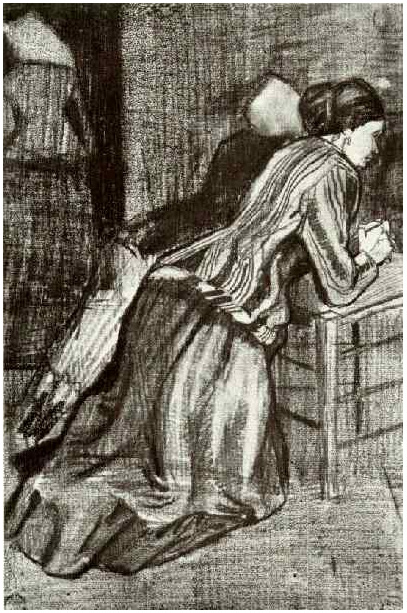 Vincent van Gogh Dos mujeres, de rodillas Drawing Vincent van Gogh's Dos mujeres, de rodillas Drawing