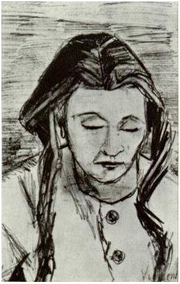 Vincent van Gogh Mujer con el pelo suelto, Cabeza Drawing Vincent van Gogh's Mujer con el pelo suelto, Cabeza Drawing