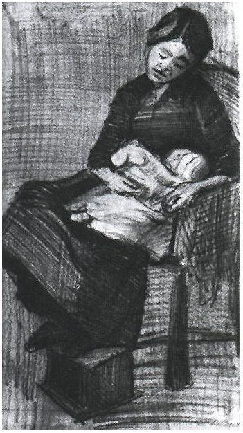 Vincent van Gogh Sien amamantando a su bebé Drawing Vincent van Gogh's Sien amamantando a su bebé Drawing