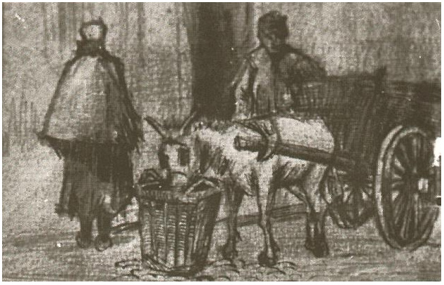 Vincent van Gogh Carro para burro con muchacho y mujer Scheveningen Drawing Vincent van Gogh's Carro para burro con muchacho y mujer Scheveningen Drawing