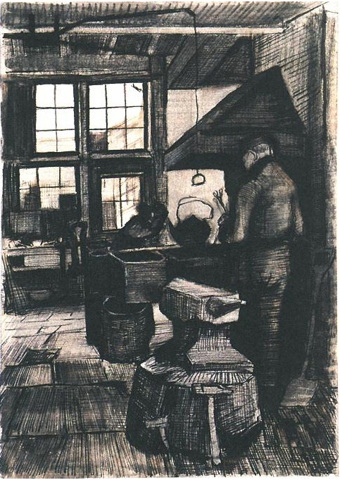 Vincent van Gogh Tienda de herrero Drawing Vincent van Gogh's Tienda de herrero Drawing
