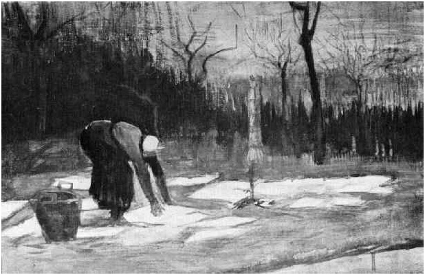 Vincent van Gogh Mujer extiendo lavandería en un campo Watercolor Vincent van Gogh's Mujer extiendo lavandería en un campo Watercolor