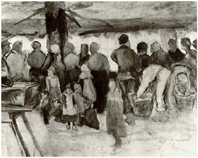 Vincent van Gogh Mercado de papas Watercolor Vincent van Gogh's Mercado de papas Watercolor
