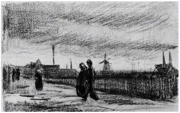 Vincent van Gogh Gente caminando en Eindhoven Drawing Vincent van Gogh's Gente caminando en Eindhoven Drawing