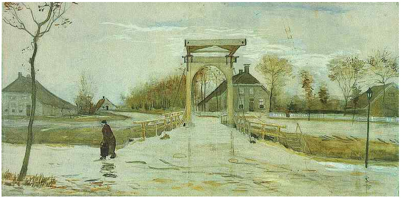 Vincent van Gogh Puente levadizo en Nieuw-Ámsterdam Watercolor Vincent van Gogh's Puente levadizo en Nieuw-Ámsterdam Watercolor