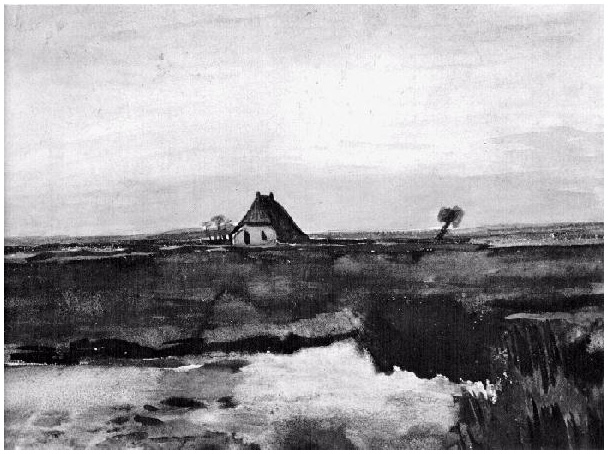 Vincent van Gogh Paisaje con granja Watercolor Vincent van Gogh's Paisaje con granja Watercolor