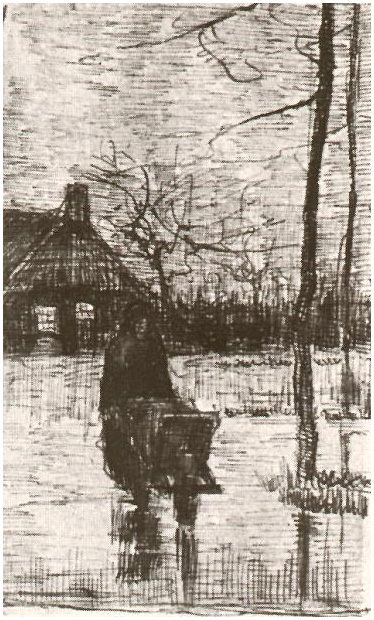 Vincent van Gogh Mujer la carretilla de noche Drawing Vincent van Gogh's Mujer la carretilla de noche Drawing